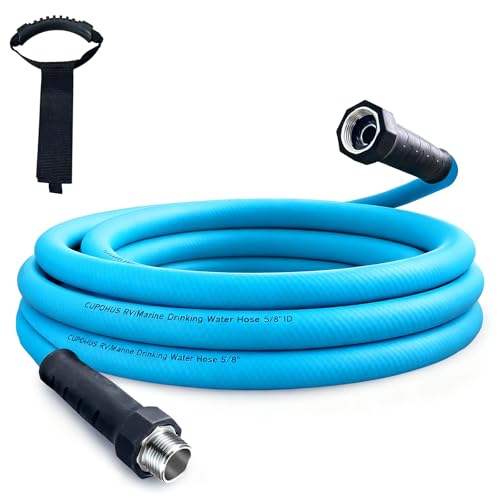 Cupohus RV Water Hose 15FT with Strain Relief Ends, Kink-Resistant Drinking Water Hose, 5/8''ID Potable Food Grade Hose with Storage Strap for RV, Marine, Camper, Truck, Car, Garden - color: Blue, size: 15FT