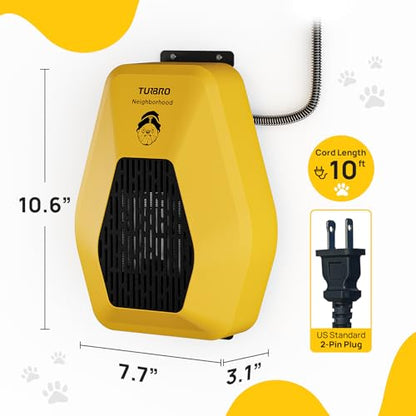 TURBRO Neighborhood WiFi Dog House Heater 800W, Wall Mount, 10ft Anti Bite Cord, Waterproof Control, Overheat Protection, Electric Warmer for Hound Kennel Cat Cage Chicken Coop, UL Test Passed - size: 800W with WiFi