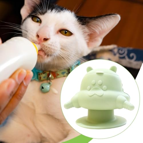 Puppy Feeder with Four Silicone Nursing Bottle Feeding Station Bowl Dispenser Multifunctional and Easy Cleaning Suitable for Breeders Pet, Green - color: Green