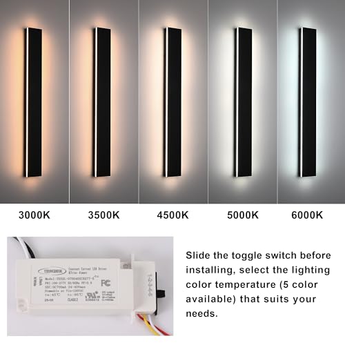 2 Pack 48 Inch Waterproof Outdoor Wall Light, 5.9 Inch Wide Linear Outdoor Garage Lighting Fixtures Long Exterior LED Wall Light for Porch Garage Patio, 3000K-6000K 5CCT - size: 48in