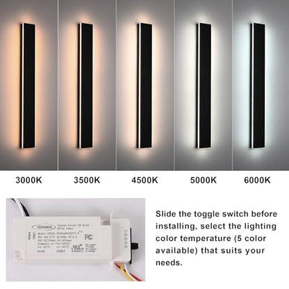 2PCS 40in Long LED Outdoor Wall Lights Dimmable Outdoor Wall Sconce 30W LED Linear Exterior Light Fixture for House Garage Courtyard, 3000K-6000k, Suit for US Standard Junction Box - size: 40in
