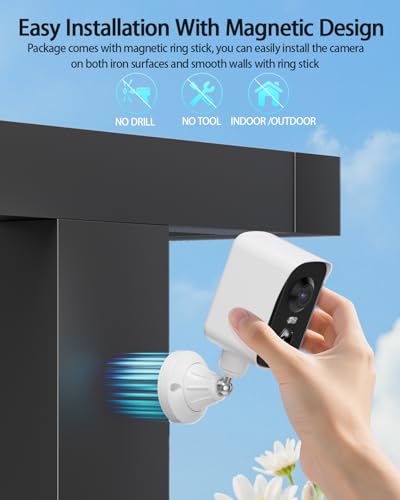 fanxiang 2K Magnetic Security Camera Outdoor Wireless Rechargeable Battery Camera WiFi, 300° Pan Rotating, AI Motion Detection, PIR, Spotlight, Siren, Two-Way Talk, IP65, SD/Cloud Storage - style: Magnetic Camera
