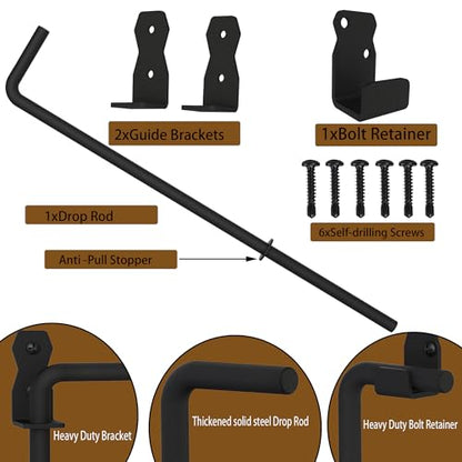 Sdstone 18 Inch Heavy Duty Cane Bolt Gate Drop Rod,Gate Ground Latch Hardware for Wooden Fences,Metal Gates Doors Stopper for Gate Ground (Black Finish,1 Pack) - size: 18 Inch