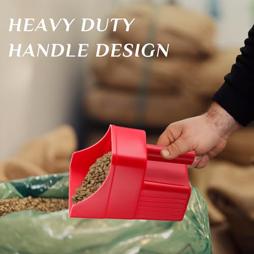Baderke 6 Pcs Plastic Feed Scoop Enclosed Feed Scoop with Measure Marks Heavy Duty Durable Stackable for Horse Goat Ranchers Livestock Homesteaders Feeding Supplies (Red) - color: Red