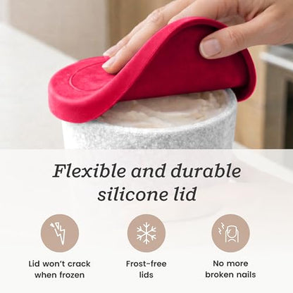 StarPack Freeze The Day Homemade Ice Cream Containers (2-Pack, 1 Quart) - Airtight Silicone Lids, BPA-Free Reusable Freezer Tubs with Dry Erase Pen and Labels - Stackable, Red and White - color: Red / White, size: 2-Pack 1Qt