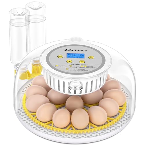 Sailnovo 18 Egg Incubators for Hatching Egg with Auto Water Filling and Egg Turning,Incubator for Chicken Eggs,Temperature Control,Ideal for Chicken,Quail Eggs - color: Grey-White-Yellow, size: Hatch 18