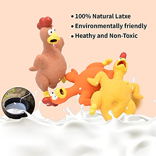 3-Pack Rubber Chicken Dog Toys with Squeakers - Loud Screaming Latex Toys for Small, Medium & Large Breeds - Ideal for Boredom - Busting and Interactive Fetch Play - color: Roast Chicken