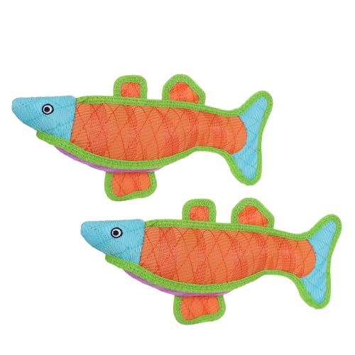 Tuffy® - DuraForce® : 2 Pack Fish Dog Toy: Ultra Durable Plush Toy with Multiple Layers & Reinforced Seams, Washable and Floats, DuraForce® Construction - color: 2PK Mult-color Fish