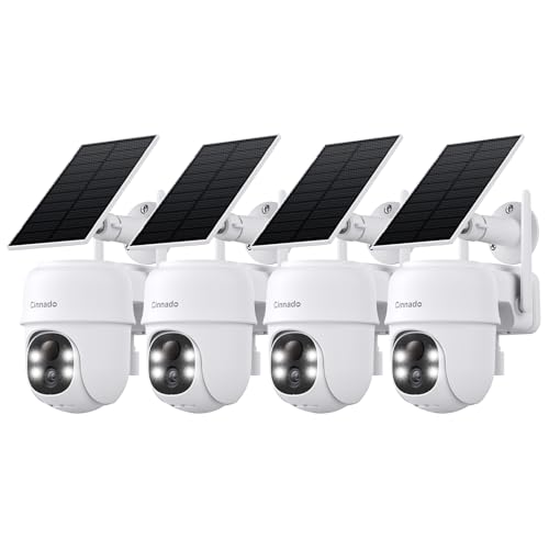 Cinnado 2K Cameras for Home Security-2.4G WiFi Outdoor Camera Wireless Solar/Battery Powered, 360° Viewing, Human Detection, Color Night Vision, Cloud/SD Storage B6 (B6-White-4pack-2.4G) - style: B6-White-4pack-2.4G