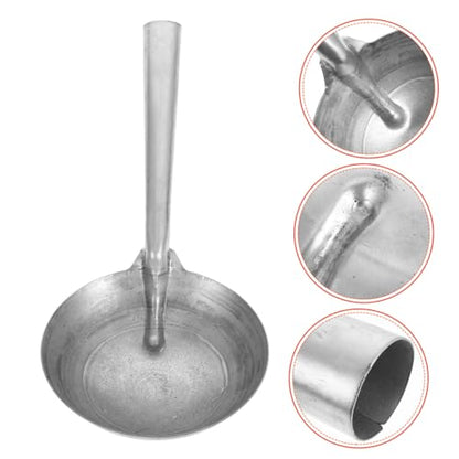 YARNOW Iron Ladle Spoon for Feeding Livestock Heavy Duty Portable Water Scoop with Convenient Handle for Farmers and Homesteaders Thick Polished Iron Design