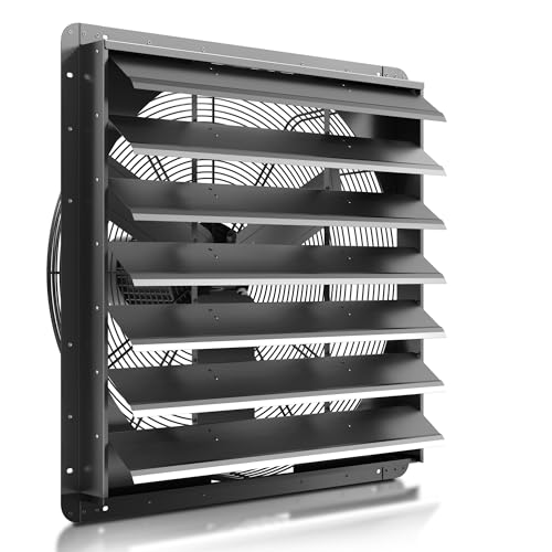 30 Inch Shutter Exhaust Fan, Aluminum Wall Mounted Exhaust Fan,9451 CFM High Speed Automatic Louvered Vent Fan for Greenhouse, Factory,Shop,Garage, ETL Listed - size: 30 inch