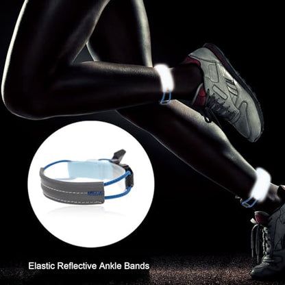 ZJchao Reflective Cycling Leg Bands Adjustable Ankle Straps with Stable Buckles for Riding Night Safety PU Leather Blue