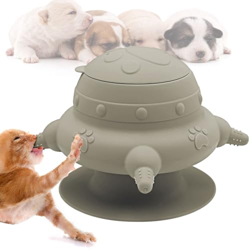 Puppy Milk Feeders for Multiple Puppies Kitten Feeding Bowl with 4 Nipples Silicone Nursing Bottle 235ml Food Water Feeding Station for Small Pets - color: grey