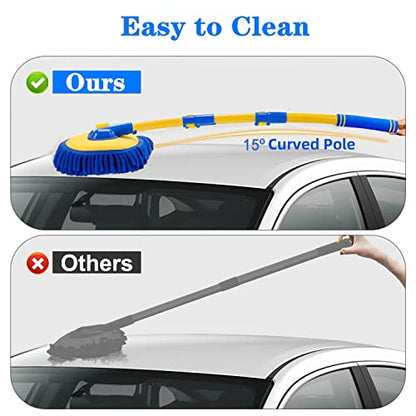 MVEQRRN Upgrade Car Wash Brush Mop with Long Handle, Car Washing Brush Kit with Scratch-Free Replacement Head - color: Blue-003
