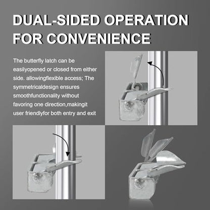 1-3/8" to 1-5/8" Wall Mount Gate Butterfly Fork Latch, Gate Latch, Gate Fork Lock with Padlock Hole, Chain Link Fence Gate Latching Hardware, Galvanized Steel (Silver) - color: Silver