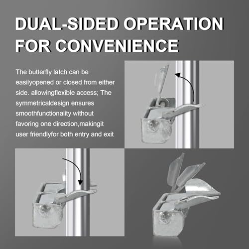 1-3/8" to 1-5/8" Wall Mount Gate Butterfly Fork Latch, Gate Latch, Gate Fork Lock with Padlock Hole, Chain Link Fence Gate Latching Hardware, Galvanized Steel (Silver - 2 Pack) - color: silver - 2 Pack