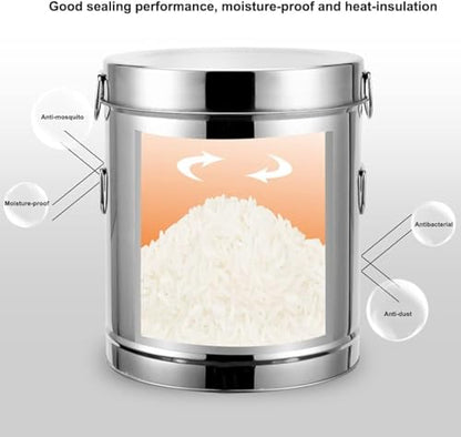 Stainless Steel Rice Restaut Large-Capacity Stainless Steel Flour Sealed Grain Storage Tank Grain Storage Container, Silver, 5kg - size: 5kg