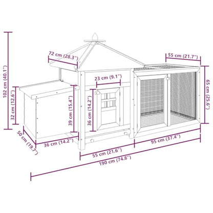 75" Firwood Chicken Coop with Nesting Box & Run, Weather-Resistant Mocha, Tilting Roof, Raised for Yard - color: Brown-A