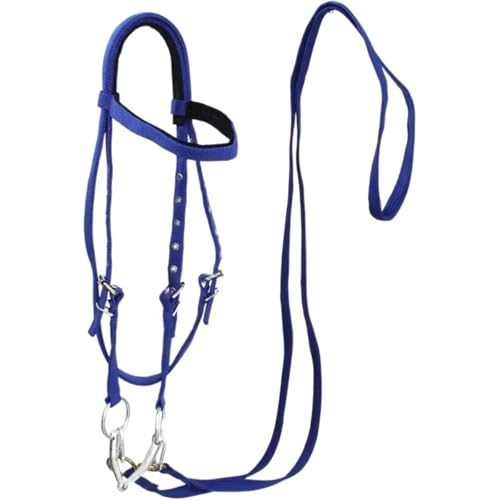 Cattle Halter Thickened Horse Halters Comfortable Three Colors Bridle Headband Adjustable Strap Durable Training Rope for Gentle Control Calves During Grooming - color: Blue-S
