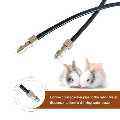 10pcs Stainless Steel Rabbit Water Nipples Metal Dispenser Hamster Waterer Automatic Watering System Kit - color: metal