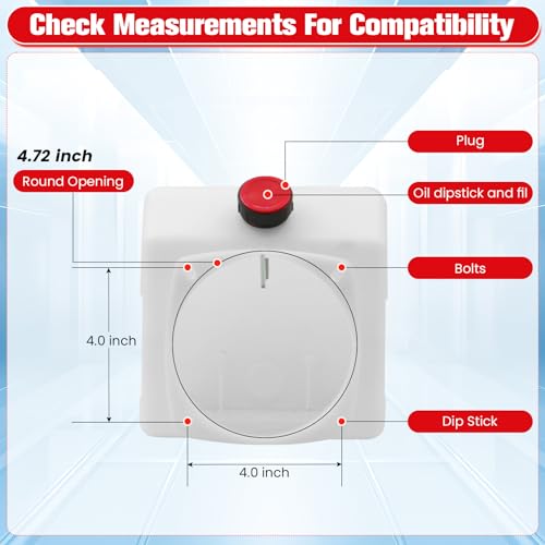 5 Quart Poly Power Unit Reservoir for Hydraulic Systems, Polyethylene Flat Bottom Utility Fluid Tank for Dump Trucks Trailers RVs Boats - size: 5 Quart