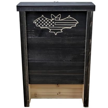 Made in USA- Premium-Grade Black Stained Pine Bat House, Single-Chamber Bat Box, Easy-to-Install Wooden Bat House Kit, with Mounting Screws - Applewood Outdoor | Black - style: Single Chamber Black