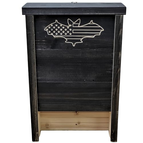 Made in USA- Premium-Grade Black Stained Pine Bat House, Single-Chamber Bat Box, Easy-to-Install Wooden Bat House Kit, with Mounting Screws - Applewood Outdoor | Black - style: Single Chamber Black