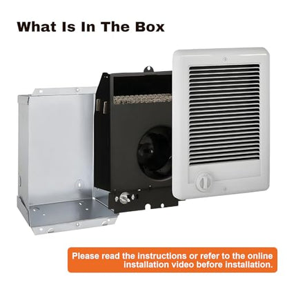 Electric Wall Heater Complete Unit with Thermostat, Model CSC101TW, 1000 Watt, 120 Volt, White