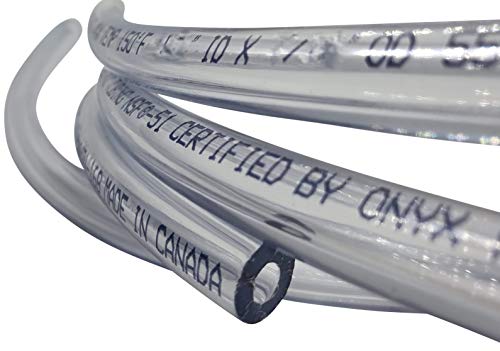 3/16" ID (5 mm) 7/16" OD (11 mm) Food Safe Certified (NSF 51) Vinyl PVC tubing Multipurpose Food Grade Beer Brewing Line Clear Tubing, Kegerator, Wine Making, Aquaponics, Air Hose (100 Feet) - size: 100 Feet