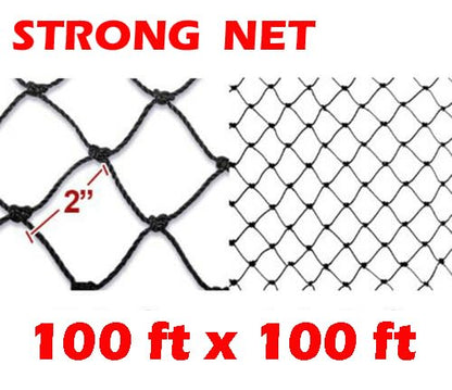 Strong All Season 100ft x100ft Net Long Lasting Netting for Bird Poultry Aviary Game Pens New 2" Square Mesh Size - size: 100ft x 100ft