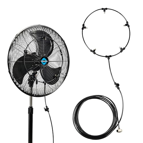 Tornado 13 Inch Outdoor Misting Kit for Fan Cooling, Portable Misting System with 19.6FT Line & 5 Brass Nozzles for Patio, Backyard, Porch, Garden, Fits Most Outdoor Fans - size: 13 Inch