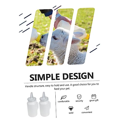 2pcs Calf Milk Bottle Soft Squeeze Pet Nursing Bottle for Puppies and Kittens Durable and Easy to Clean Large Capacity Feeding for Calves and Small Animals - color: White