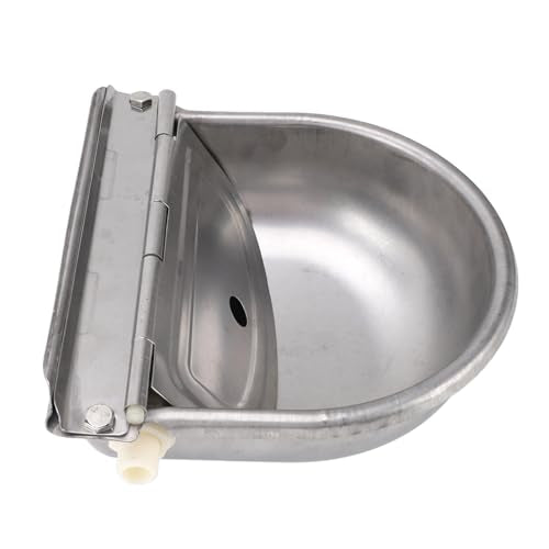 Zunate Automatic Animal Drinking Water Bowl, Stainless Steel Livestock Trough Dispenser for Cattle, Horse, Dog, Sheep, and Farm Use with Pipe, 27x25cm Large Capacity
