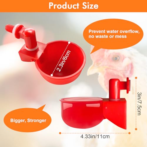 Automatic Chicken Waterer System with PVC Pipeline, Water Cups, Float Valve and Stainless Steel Hoses, Leak-Proof Poultry Watering Kit for Coop, 56 Accessories Included