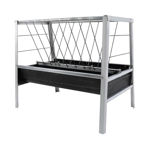 2-in-1 Livestock Feed Trough, Large Capacity Dual-Sided Feeder Galvanized Livestock Rack with Hay & Grain Trough for Sheep Calf Cow Horse