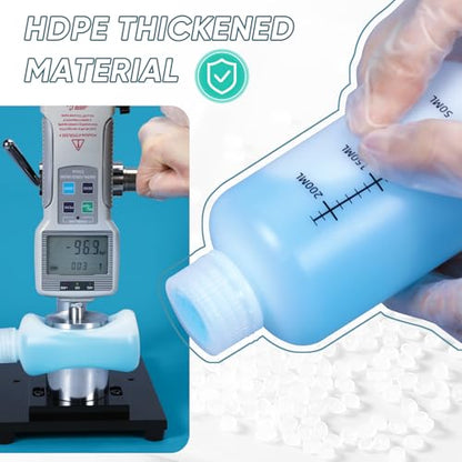 8oz/250ml Narrow Mouth Plastic Bottles with Caps, HDPE Laboratory Grade Graduated Liquid Containers for Reagent Sample Medicine Water Storage (Translucent, 4 Pcs) - size: 8 oz