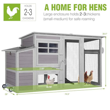 Gutinneen Chicken Coop Large Chicken House with Run Wooden Poultry Cage with Nesting Box,Large Opening Roof