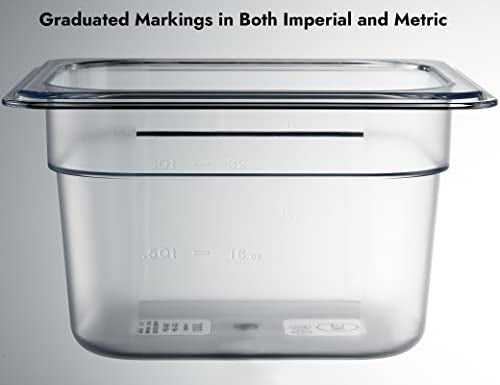 CURTA 6-Pack 1/6 Size 4" Deep NSF Polycarbonate Food Pans | Dishwasher & Freezer Safe Clear Container for Prep Tables, Buffet, Salad Bar, Commercial & Home Kitchen - color: 1/6 Size, size: 4" Deep