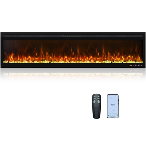 Linear Smart WiFi Electric Fireplace 72 Inch, APP & Touch Screen & Remote Control, 169 Realistic Flame Color Combinations, Timer & Thermostat Fireplace Heater,1500W - size: 72 Inch WiFi