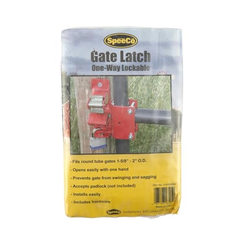 SpeeCo Genuine One Way Gate Latch, Lockable, Red. Perfect for Ranches, Pastures, and Farms. Part Number S16100500