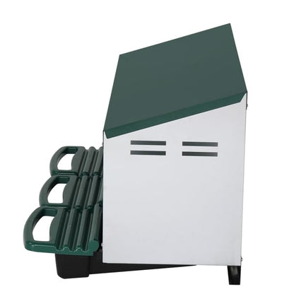 Chicken Nesting Box, 3 Compartments Metal Chicken Laying Boxes with Roll Out Egg Collection, Plastic Fake Eggs, Install Accessories and Gloves for Hens/Goose/Duck/Rabbit, Green