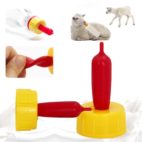 20-PCS Goat Nipples Nipple Soft Rubber Pacifier for Feeding Pup Foal Calf Small Animal Screw On Sprite Coke Soda Bottle (Yellow) - color: yellow