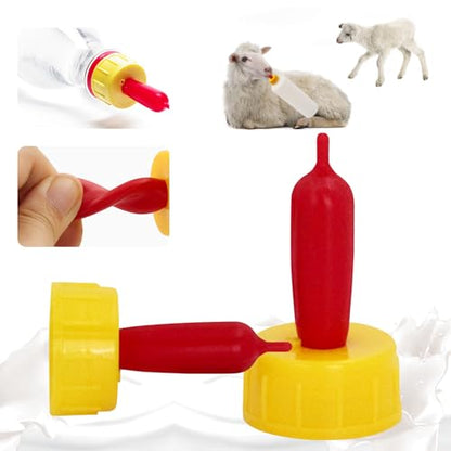 20-PCS Goat Nipples Nipple Soft Rubber Pacifier for Feeding Pup Foal Calf Small Animal Screw On Sprite Coke Soda Bottle (Yellow) - color: yellow
