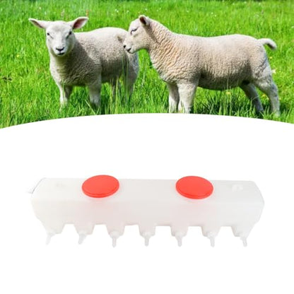 14 Nipples 9L Livestock Milk Feeder, Double Sided Silicone Lamb Drink Nipples with Check Valve, Calf Piglet Goat Feeding Bucket, Nursing Bottle Kit for Farmer