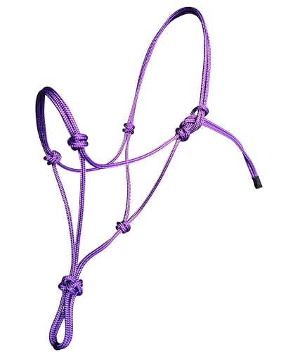 Rope Halters for Horses Training Soft - 11 Sizes - Miniature, Foal, Weanling, Small Pony, Cob/Arab, Horse, Warmblood, Draft - color: Purple, size: 10. Draft