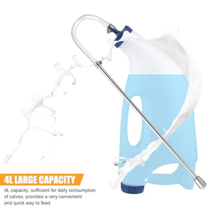 Calf Bottle Feeder, 4L Stainless Steel, Cow Calf Feeding Tube Milk Bottle