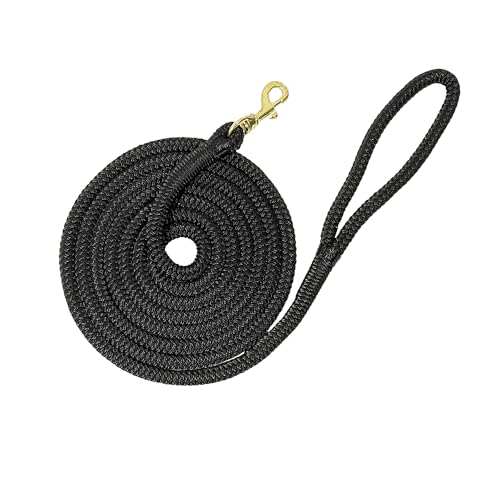 Double Nylon Horse Lead Ropes – 10FT / 15FT Durable Lightweight Lead Ropes for Horses with Snap Hook - color: Black, size: 10FT