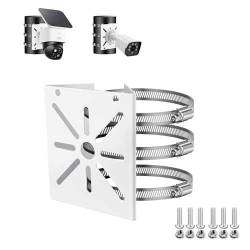 ZT-NET Universal Vertical Pole Mount for Security Camera, Heavy-Duty Metal Bracket with 3 Loops, for CCTV/PTZ Dome Cameras, Wall/Stage Lights & Solar Panels