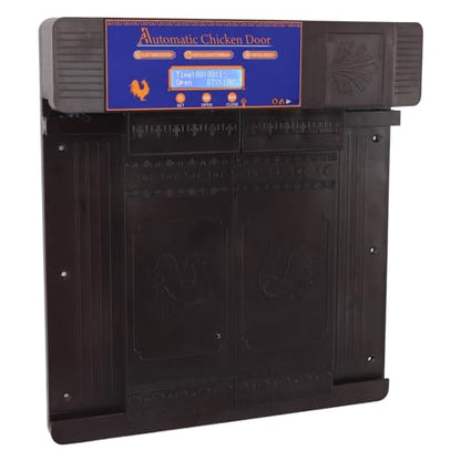 Automatic Chicken Coop Door Opener, Intelligent Double Open with Timer LED Display Solar Powered, with Anti Pinch Function, for Chickens Ducks Geese Poultry (Dark Brown) - color: Dark Brown