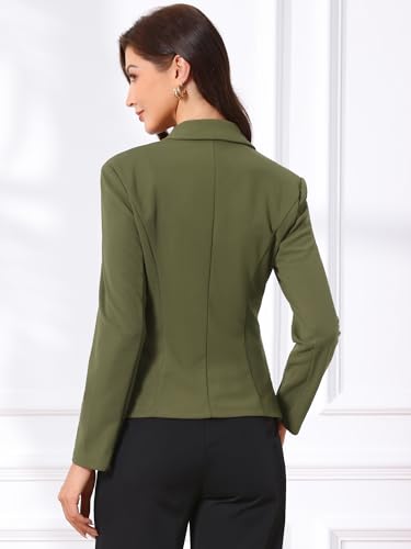 Allegra K Women's Work Office Blazer Stretch Lapel Collar Long Sleeve Jacket Suit Blazer - color: Army Green-1, size: Large